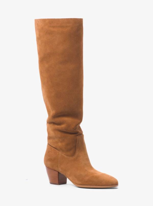 Damske Vysoke Cizmy Michael Kors Avery Suede Hnede - Topanky Michael Kors Lacne | HDCKA-3189